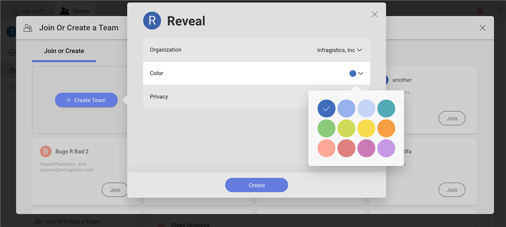 Select a themed color for your team to add a little more personality
