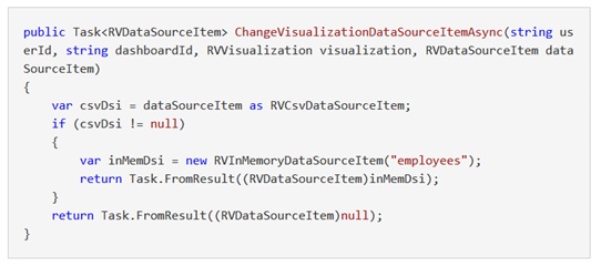 視覚化データ ソース項目の非同期サンプル コードの変更
