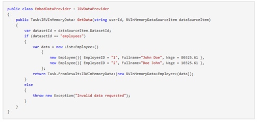 IRV Data Provider example code